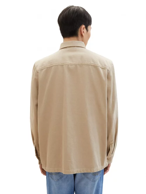 Grosse Piece Blouson Surchemise Coton Beige Moyen – Image 3