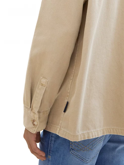Grosse Piece Blouson Surchemise Coton Beige Moyen – Image 4
