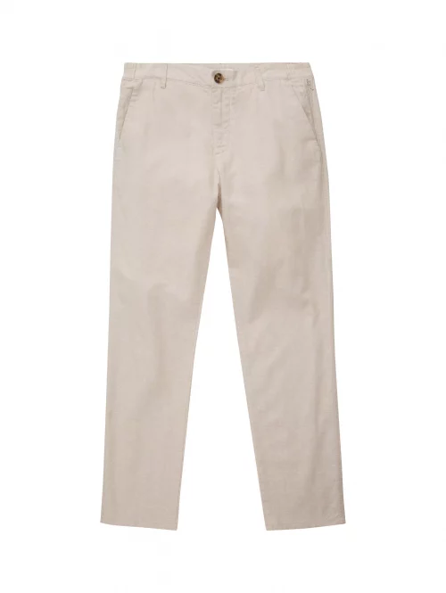 Pantalon Sport Lin Coton Elastique Beige Clair