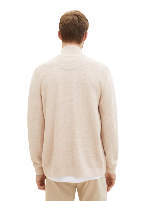 Gilet Manches Longues Effet Maille Beige Clair – Image 3