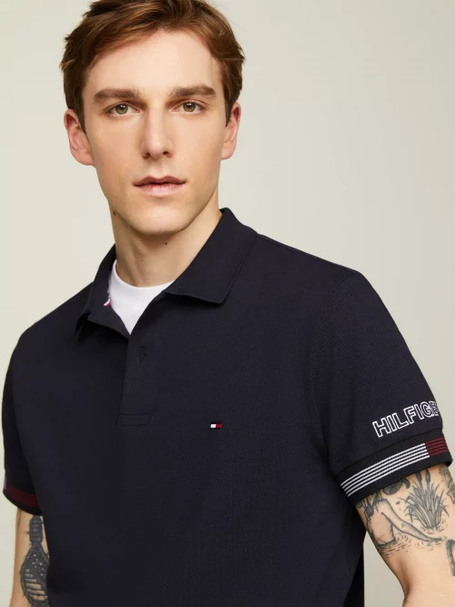 Polo Manches Courtes Bracelet Tricolore Bleu Fonce – Image 3