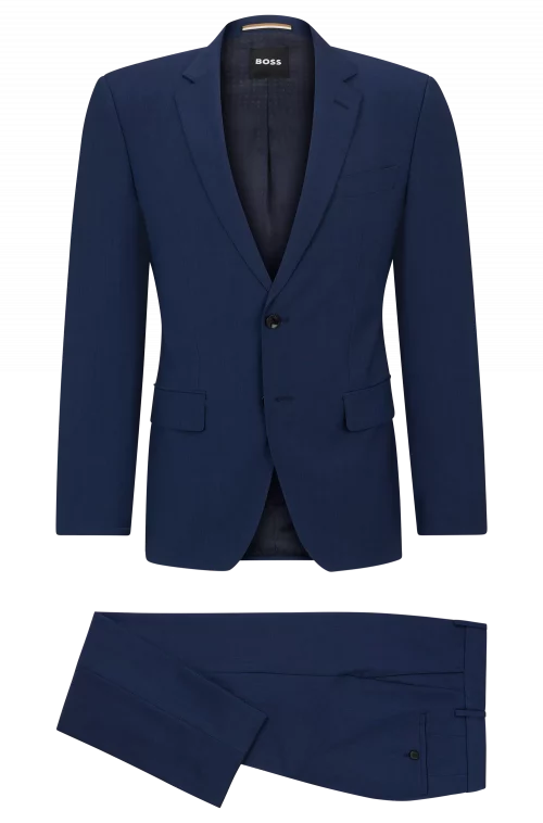 Costume 2 Pieces Fil A Fil Bleu Fonce