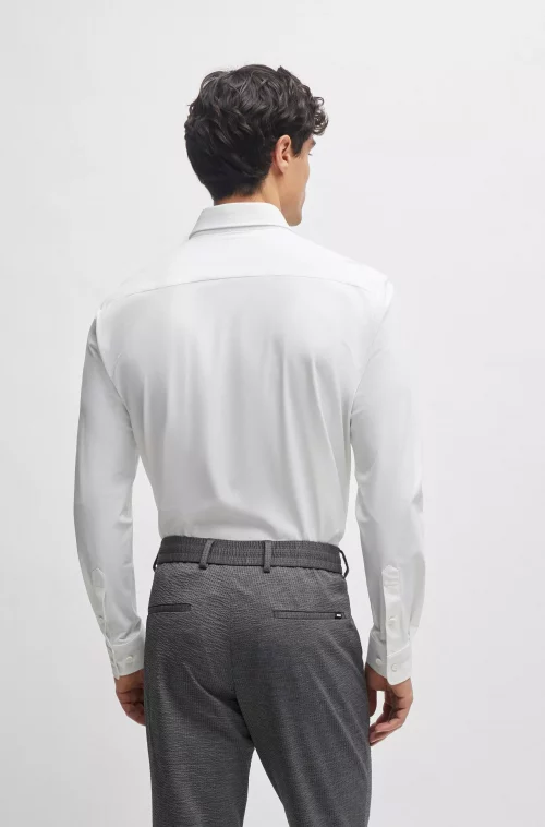 Chemise Manches Longues Ville Performance Jacquard Blanc – Image 2