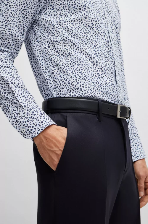 Chemise Manches Longues Ville Imprime Fleurs Bleu Moyen – Image 3