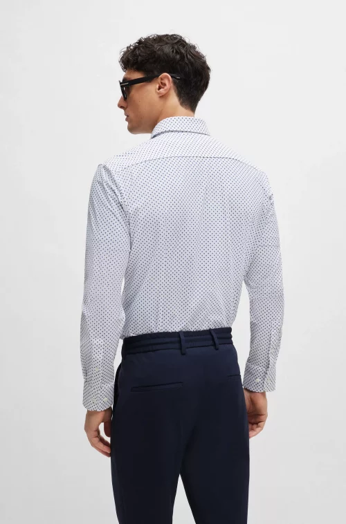 Chemise Manches Longues Ville Petite Fleurs Bleu Moyen – Image 2