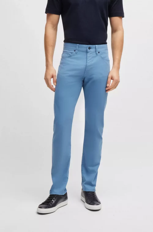 Jean Sport Satin Uni Bleu Moyen