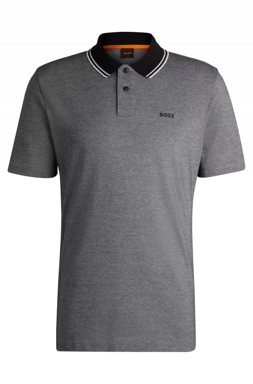 Polo Manches Courtes Bicolore Col Contraste Noir Moyen