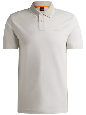 Polo Manches Courtes Bicolore Col Contraste Beige Clair
