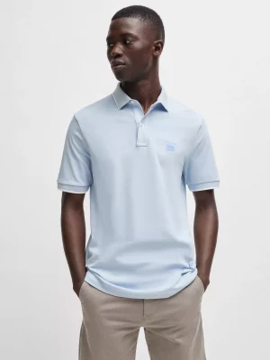 Polo Manches Courtes Rayure Col Bleu Clair