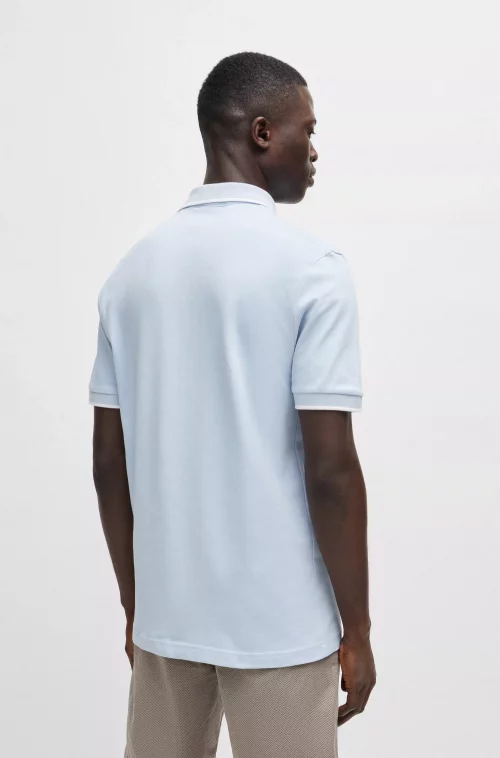 Polo Manches Courtes Rayure Col Bleu Clair – Image 2