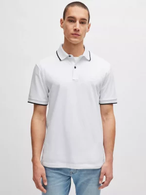 Polo Manches Courtes Rayure Col Blanc