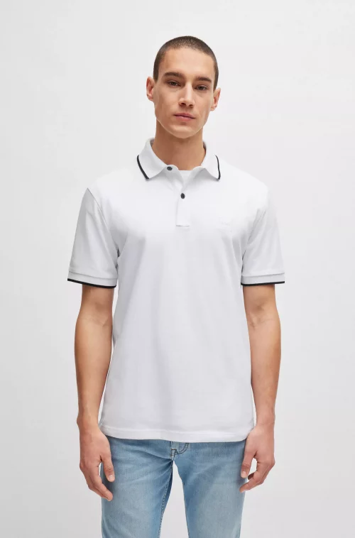 Polo Manches Courtes Rayure Col Blanc
