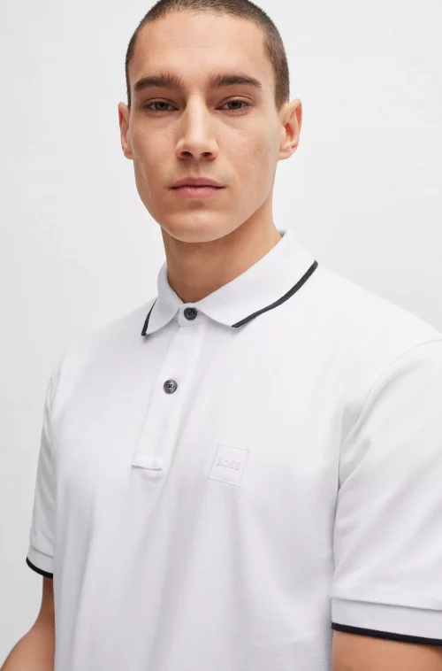 Polo Manches Courtes Rayure Col Blanc – Image 3