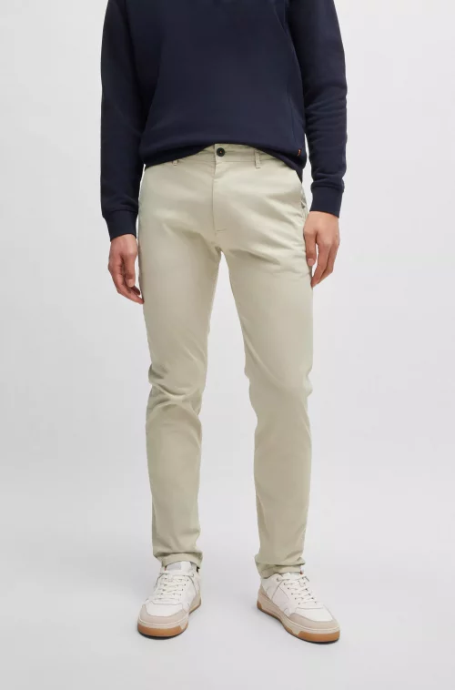 Pantalon Sport Chino Satin Uni Beige Clair