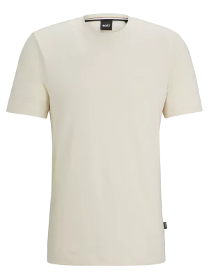 T-shirt Manches Courtes Uni Logo Poitrine Beige Clair