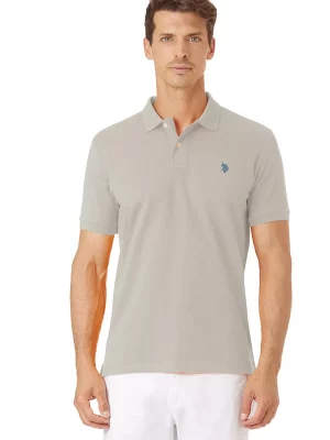 Polo Manches Courtes Pique Uni Beige Clair