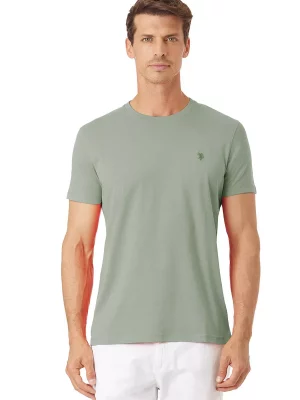 T-shirt Manches Courtes Coton Uni Kaki Clair