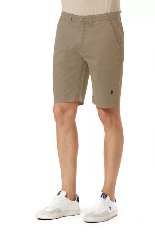 Pantalon Bermuda  Coton Droit Beige Moyen