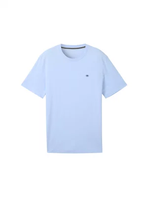 T-shirt Manches Courtes Uni Logo Bleu Clair