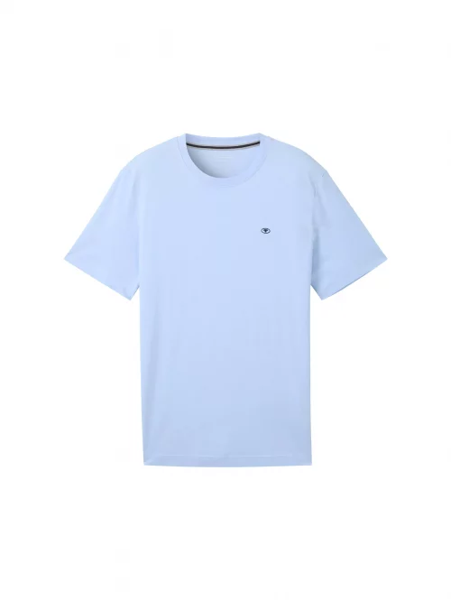 T-shirt Manches Courtes Uni Logo Bleu Clair