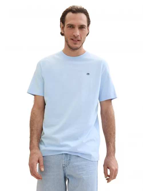 T-shirt Manches Courtes Uni Logo Bleu Clair – Image 2