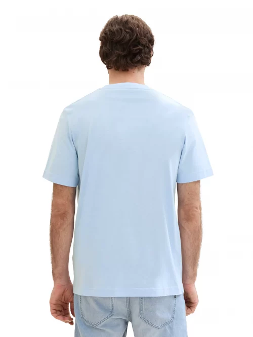 T-shirt Manches Courtes Uni Logo Bleu Clair – Image 3