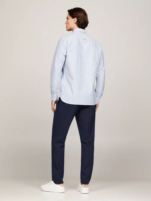 Chemise Manches Longues Sport Oxford Rayure Baton Bleu Clair – Image 2