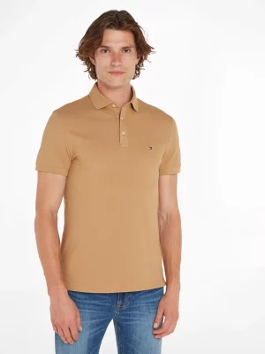 Polo Manches Courtes Pique Slim Uni Beige Moyen