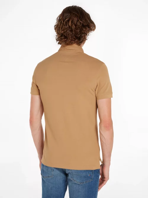 Polo Manches Courtes Pique Slim Uni Beige Moyen – Image 2