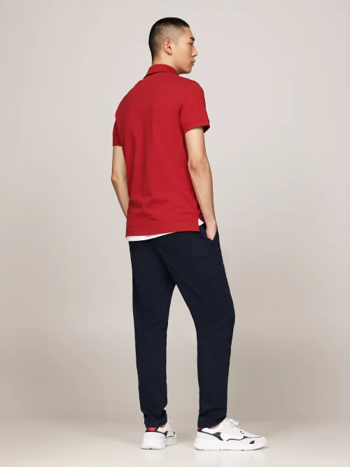 Polo Manches Courtes Pique Slim Uni Rouge Moyen – Image 2
