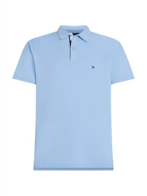 Polo Manches Courtes Patte Contraste Bleu Clair
