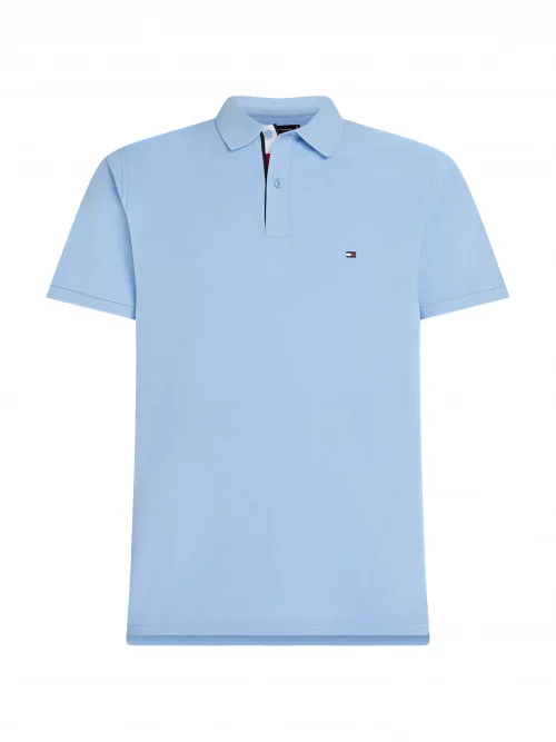 Polo Manches Courtes Patte Contraste Bleu Clair
