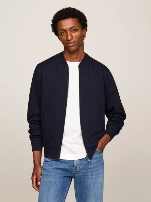 Gilet Manches Longues French Terry Zip Bleu Fonce