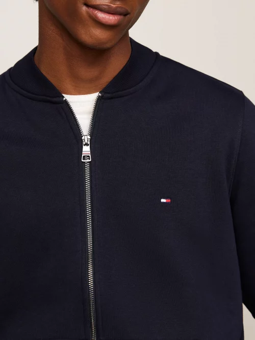 Gilet Manches Longues French Terry Zip Bleu Fonce – Image 3
