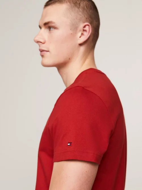 T-shirt Manches Courtes Broderie Tommy Rouge Moyen – Image 3
