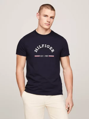 T-shirt Manches Courtes Print Hilfiger Bleu Fonce