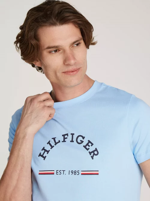 T-shirt Manches Courtes Print Hilfiger Bleu Clair – Image 3