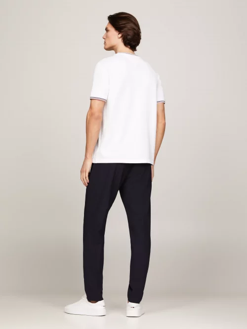 T-shirt Manches Courtes Pique Col Contraste Blanc – Image 2