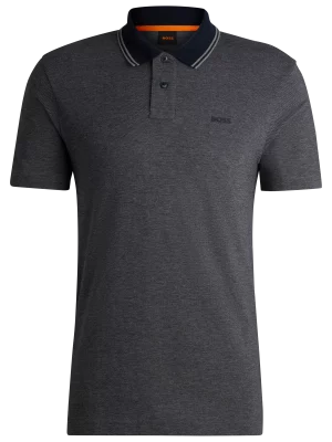 Polo Manches Courtes Pique Bicolore Bleu Fonce