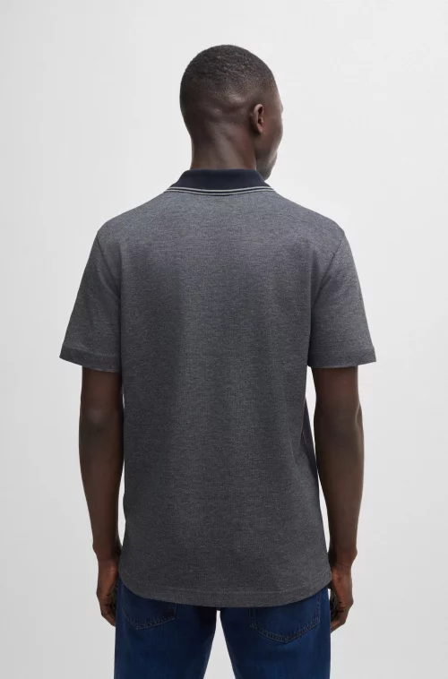 Polo Manches Courtes Pique Bicolore Bleu Fonce – Image 3