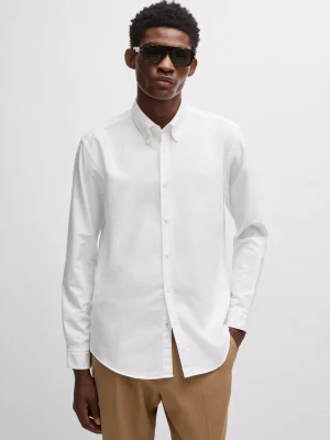 Chemise Manches Longues Ville Oxford Uni Blanc