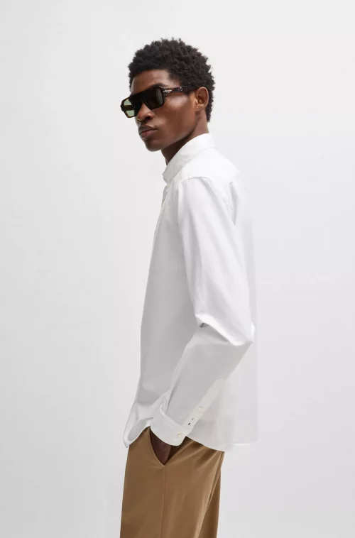 Chemise Manches Longues Ville Oxford Uni Blanc – Image 3