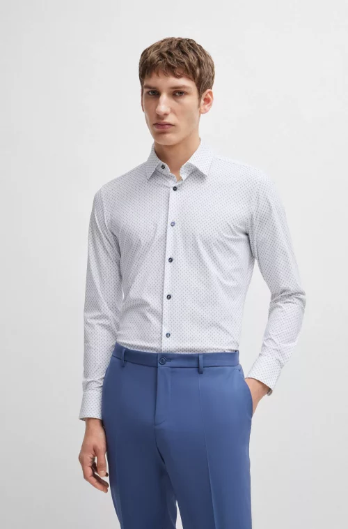 Chemise Manches Longues Ville Performance Losange Bleu Clair – Image 2