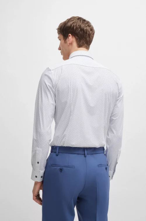Chemise Manches Longues Ville Performance Losange Bleu Clair – Image 3