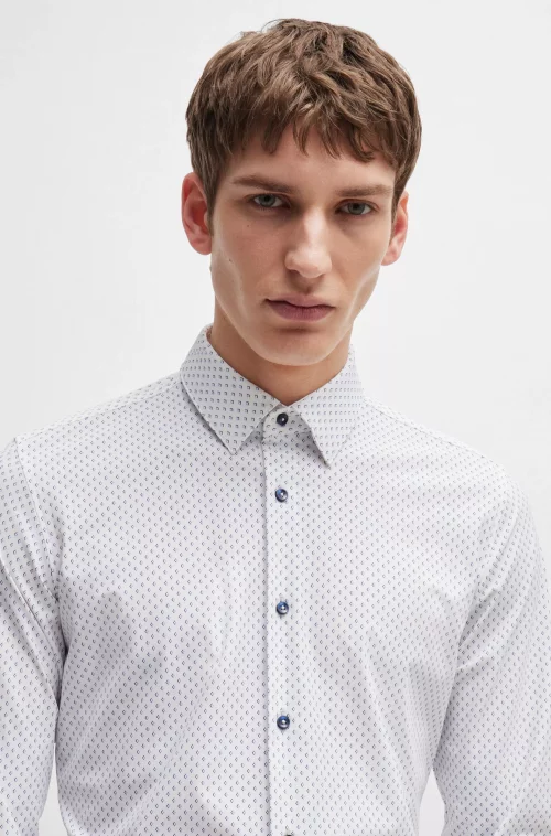 Chemise Manches Longues Ville Performance Losange Bleu Clair – Image 4