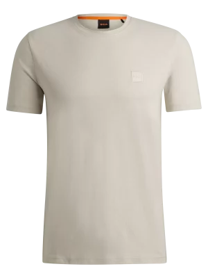 T-shirt Manches Courtes Uni Logo Badge Beige Clair