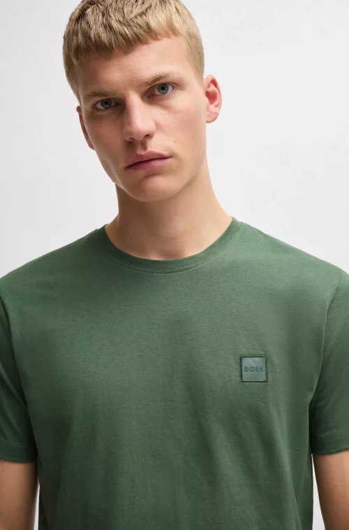 T-shirt Manches Courtes Uni Logo Badge Vert Moyen – Image 2