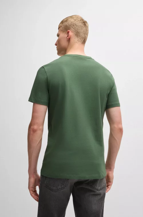 T-shirt Manches Courtes Uni Logo Badge Vert Moyen – Image 3