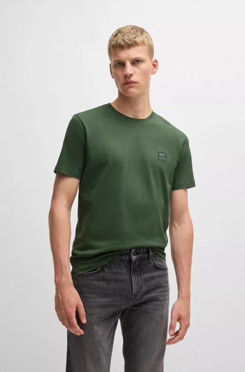 T-shirt Manches Courtes Uni Logo Badge Vert Moyen – Image 4