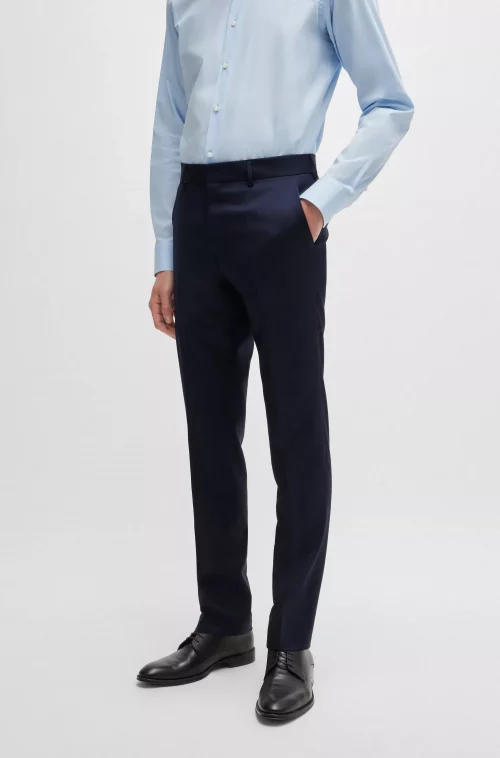Costume 2 Pieces Faux Uni Bleu Fonce – Image 3